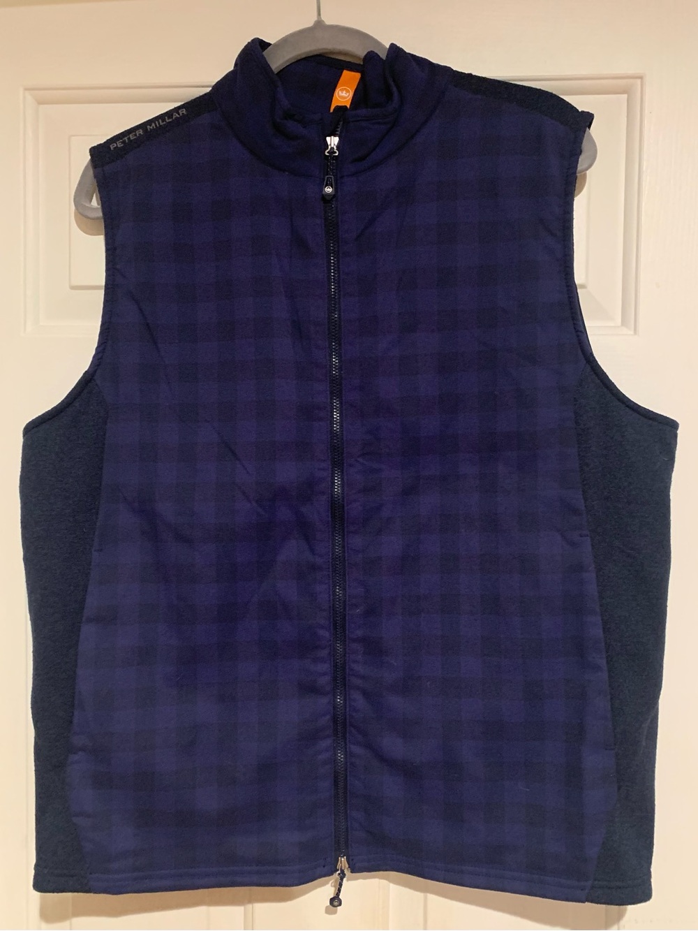 Peter Millar Midnight Blue Plaid Zip Vest L
